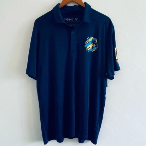 NWT Lionel Messi 2.0 Polo Mens XL Hard Rock Live Greatness Blue Graphic Soccer - Picture 1 of 9